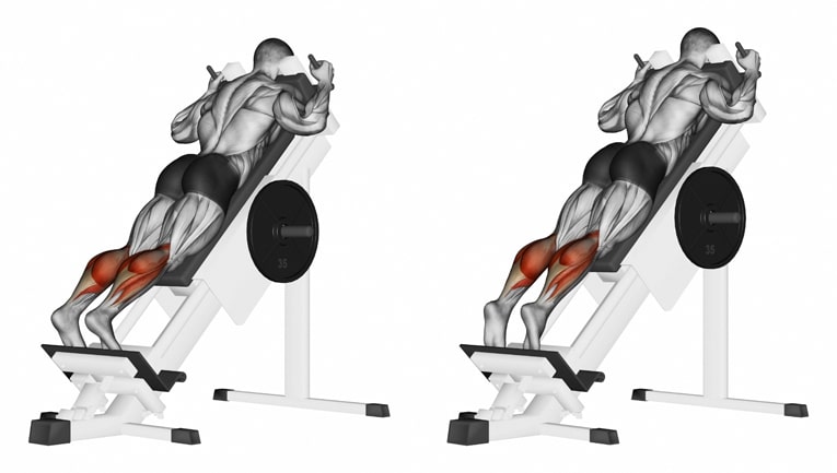 opbyg muskelmasse - lægpress i hack squat